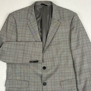 BOSS Hugo Boss 42R Gray Glen Plaid Wool Sport Coat w/Blue/Tan Windowpane